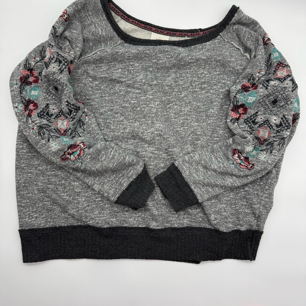 Knox‎ Rose Charcoal and Cream Fleece Top, XL